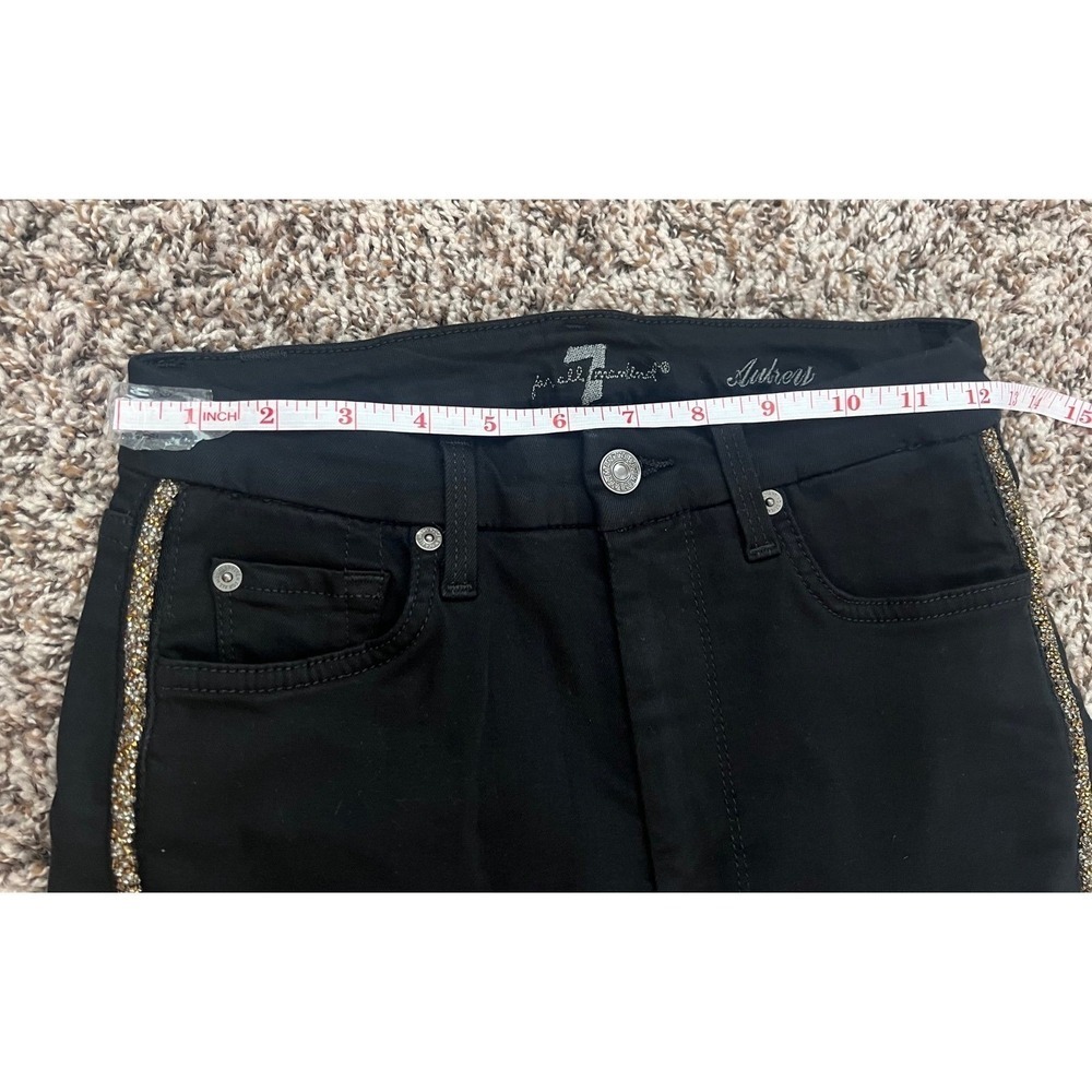 7 For All Mankind Aubrey Caviar Side Stripe Slim Illusion Jeans Black 26 (0621) - Picture 8 of 10